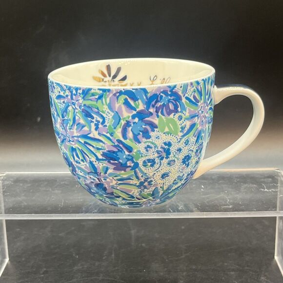 Lilly Pulitzer Coffee Tea Mug Blue Green Floral Beachy - Picture 2 of 6